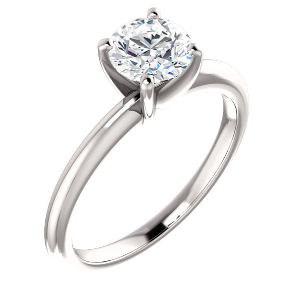 traditional style solitaire moissanite engagement ring