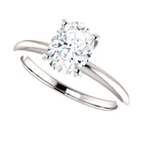 Moissanite Oval Solitaire 7x5mm (.75ct) 14K White Gold Engagement Ring (Colorless-DEF)