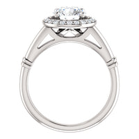14K Moissanite Halo Oval Engagement Ring (GHI-Near Colorless)