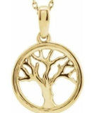 14K Yellow Gold Tree of Life 16-18" Necklace