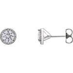 round halo style moissanite earrings