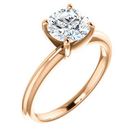 14K Gold Round Solitaire Moissanite Engagement Ring (Colorless- DEF)
