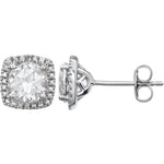 Sterling Silver Created White Sapphire & .015 CTW Diamond Halo Earrings